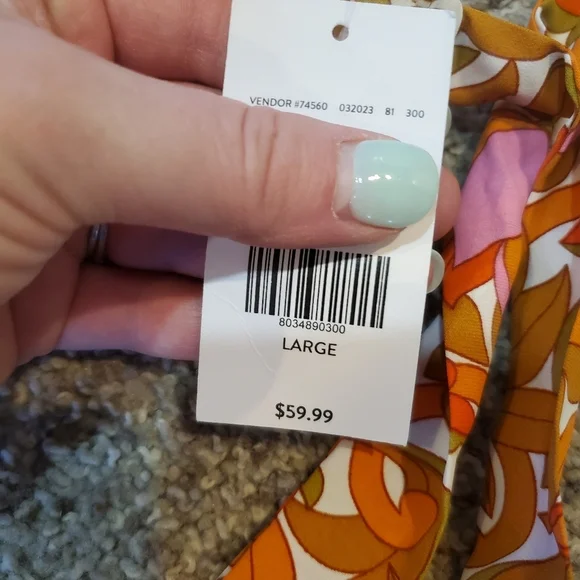 NWT Willow Root Floral Orange Midi Cutout Dress Size Large 9/10 - Picture 10 of 16